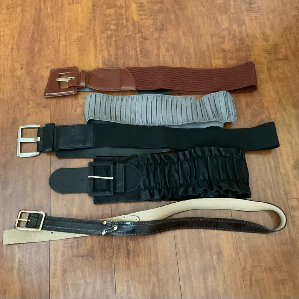Set of Five Stylish Belts in Various Colors